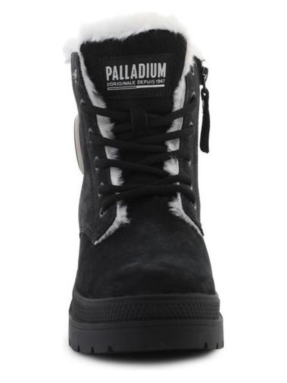 Palladium Black Suede Faux-Fur Lined Lace-Up Boot